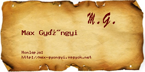 Max Gyöngyi névjegykártya